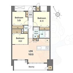 S-RESIDENCE愛宕SOUTH 3LDKの間取図画像