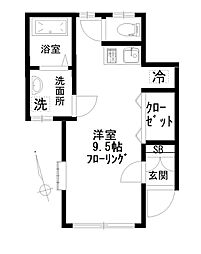 ガーデンSAZU 1階ワンルームの間取り