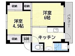 ビレッジハウス曽大根4号棟 2Kの間取図画像