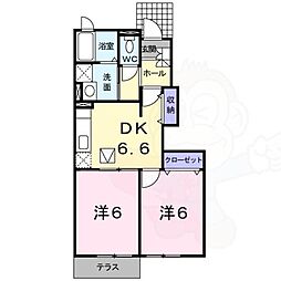 グレイスレジデンスB 2DKの間取図画像