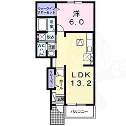 クラール・ブリーゼ 1LDKの間取図画像