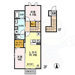 アダージョヴィブレ 2LDKの間取図画像