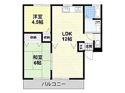 セゾン大軽 2LDKの間取図画像