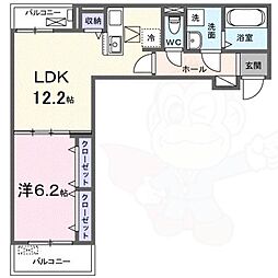 ラヴィエールI 1LDKの間取図画像