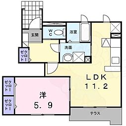 イーハトーヴ勝根A 1LDKの間取図画像