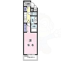 ハルズHINODE 1Kの間取図画像