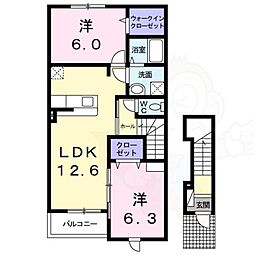 クラール・ブリーゼ 2LDKの間取図画像