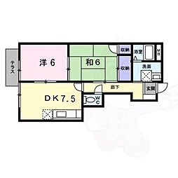 ラビドールA 2DKの間取図画像