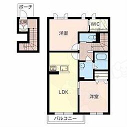 シャーメゾンかつらぎ 2LDKの間取図画像