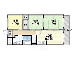 サンプラザ神楽 3LDKの間取図画像