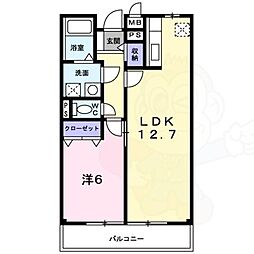ガーデンパレス2 1LDKの間取図画像
