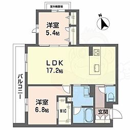 シャーメゾン オークルート五位堂 2LDKの間取図画像