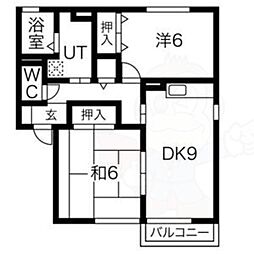 サニーヒルズB 2DKの間取図画像