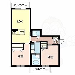 ピュアローレA 2LDKの間取図画像