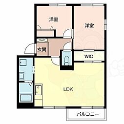 ハイツあすか路2 2LDKの間取図画像