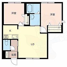 アルティ逢坂A 2LDKの間取図画像