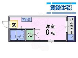 OMレジデンス橿原 3階ワンルームの間取り