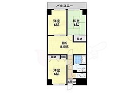 大喜マンション 2階3DKの間取り