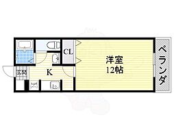 エスペランサ森川2 2階1Kの間取り