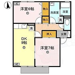 サンパティオ 1階2DKの間取り