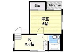 近鉄南大阪線 高田市駅 徒歩5分の賃貸マンション 1階1Kの間取り