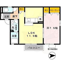 エクセレントステージ 2階1LDKの間取り