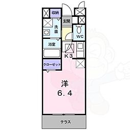 ヴェル・アンジュ 1階ワンルームの間取り