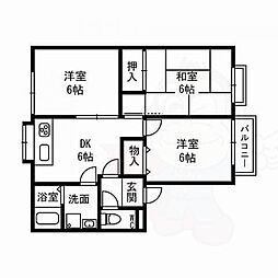 パセオ真美A棟 3DKの間取図画像