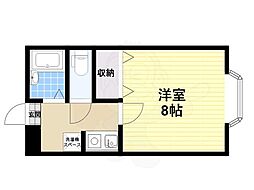 ジュネス2号館 2階1Kの間取り