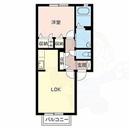 グーテンターク 1階1LDKの間取り