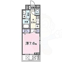 アルバーダ 2階1Kの間取り