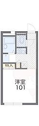 レオパレス緑の香芝 3階1Kの間取り