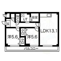 近鉄南大阪線 坊城駅 徒歩11分の賃貸マンション 1階2LDKの間取り