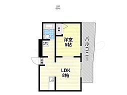五位堂片岡マンション 3階ワンルームの間取り