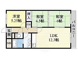 メゾン田井新町 4階3LDKの間取り