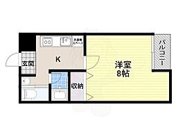 レナードU 1階1Kの間取り
