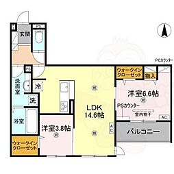 吉勇 3階2LDKの間取り