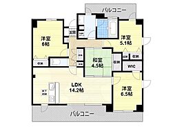 ウィルコート八木 1階4LDKの間取り