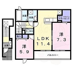 プレアデス光 2階2LDKの間取り