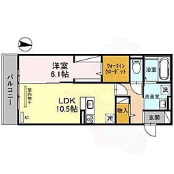 カーザソラーレ 3階1LDKの間取り