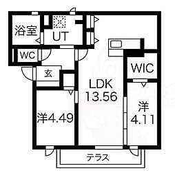 トルーポエマイ 1階2LDKの間取り