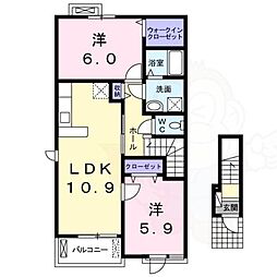 リバーサイド インフィニティ2 2階2LDKの間取り
