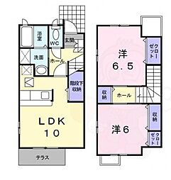 ラ・グラース・ケイ 1階2LDKの間取り