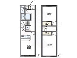 レオパレスいわはし 1階2DKの間取り