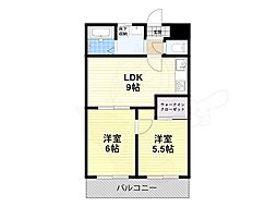 パール香芝 1階2LDKの間取り