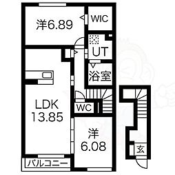 グランコンフォート 2階2LDKの間取り