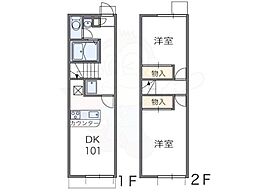 レオパレスめぐみ 1階2DKの間取り