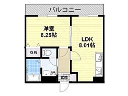 アンプルールクラージュ松長 1階1LDKの間取り