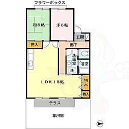 リバーシャトルC棟 2LDKの間取図画像