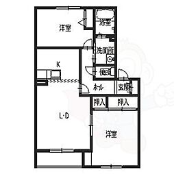 サウス・サンティーナ 2階2LDKの間取り